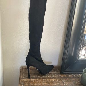Black thigh high boots